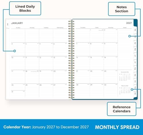 Blue Sky 2027 Weekly & Monthly Planner Calendar, 8.5"x11", Bakah Blue