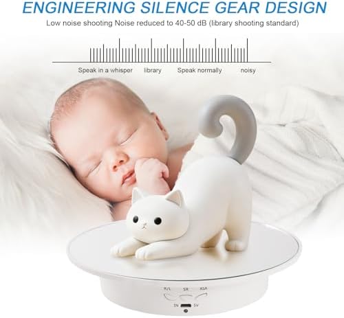 7.87'' Rotating Display Stand Motorized Rotating Display Stand, 22 lbs Load Rotating Platform with Mirror Cover, Rotating Stand with USB Charging Port, for Jewelry Photography Products 3D Model Cake
