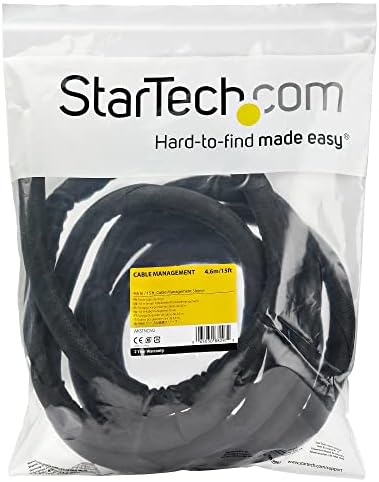 StarTech 15' (4.6m) Cable Management Sleeve, Black, Trimmable (WKSTNCM2)