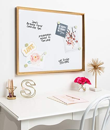 Kate and Laurel Calter Framed Magnetic Dry Erase Board, Gold 25.5x31.5