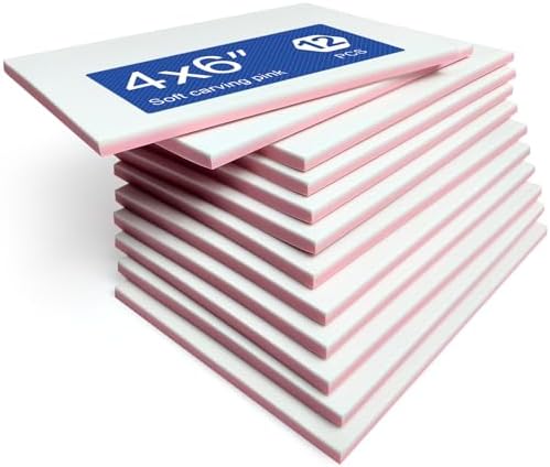 Falling in Art 12 Pack 4x6 Rubber Carving Block, Easy Cut Lino Blocks