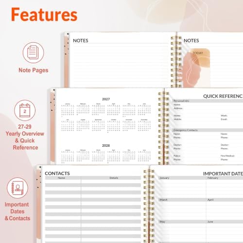 SUNEE 2027 Appointment Book, Quarter-Hourly, Weekly Monthly Planner, 8.5"x11",Pink Breeze
