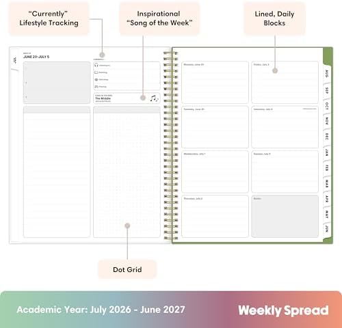 Blue Sky 2026-2027 Weekly & Monthly Academic Planner, 8.5"x11", Coreen