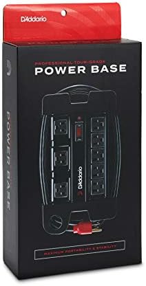D'Addario Tour-Grade Power Base - Surge Protector Outlet - Surge Protector Power Strip - Stage Power Strip with 6 ft Cable - 5 Standard and 3 Transformer- Guitar Amp Outlet with Indicator Light