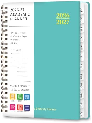 Planner 2026-2027, Weekly and Monthly Academic Planner, July 2026 - June 2027, Hardcover Calendar Agenda Book for School Year Planning, School Supplies for Teacher and Student, A5(6.3'' x 8.5'')
