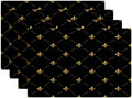 Batmerry Black French Fleur De Lis Placemats,Golden Pastoral Flowers Washable Linen Table Mats for Kitchen Table Double Insulation Decor Dining Set Indoor Outdoor 12X18 in Set of 4