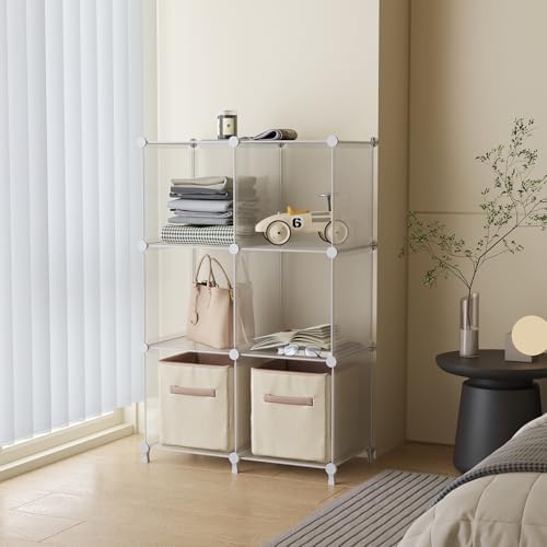 AWTATOS Cube Storage Organizer, Closet Organizers, 6 Cube Shelf, Clear