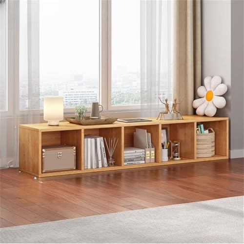 Lateral Filing Lumber Bookshelves Shelves Solid Wood Bookshelf, Floor-standing Storage Rack, Low Bookcase, Cube Storage Unit, Household TV Cabinet, Bay Window Cabinet Natural 63"L x 9"W x 13"H