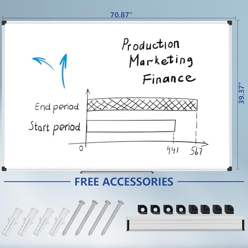 XBoard Magnetic Dry Erase Board 72" x 40" Wall Mounted, Large Whiteboard with Marker Tray, Aluminum Frame Large Dry Erase Board for Office, Conference Room, School
