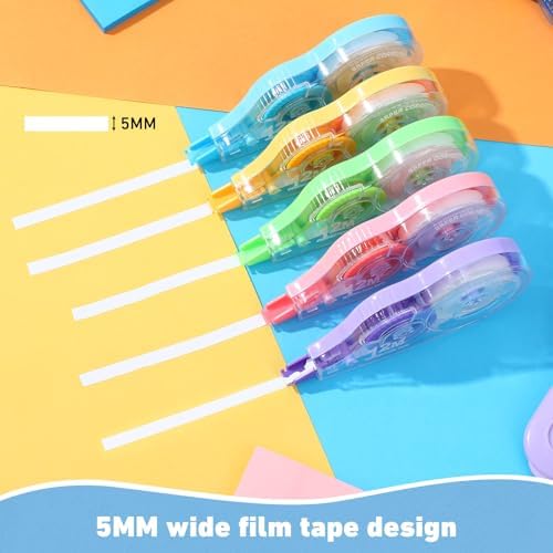 AmazingSpark 100 Pcs Correction Tape Bulk 39.4 ft White Wrong out Tear-resistant Instant Corrections Easy to Use Applicator for School, Office, Note Taking, Journal, Tape Width 0.2in(5 Macaron Colors)