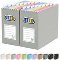 Oterri Portable Collapsible Cardboard File Box with Handle for Letter-Size | 2-Pack. Stainless Steel Handle. Label Stickers Included. Fits Letter Folders (Not Included). Home, Office, School, Dorm, Tax.