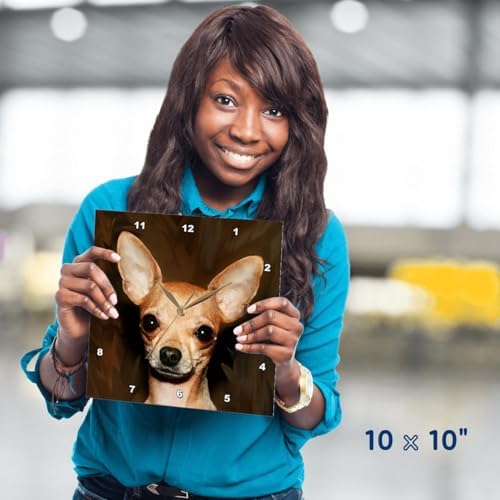 3dRose Wall Clock Silent - 10 inch - Chihuahua Portrait - Dogs Chihuahua