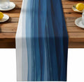 Blue White Ombre Table Runner Dresser Scarf 13 x 72 Inch Abstract Gradient Ocean Waves Modern Stripe Table Runners Non-Slip Heat Resistant Kitchen Dining Table Decor for Home Holidays Indoor Outdoor