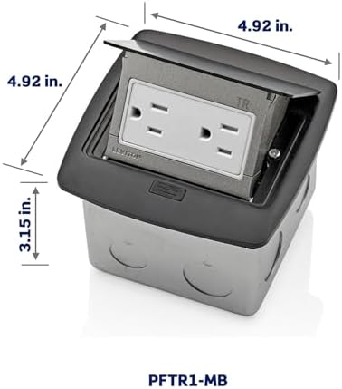 Leviton Pop-Up Floor Box with 15 Amp, Tamper-Resistant Outlet, PFTR1-MB, Black
