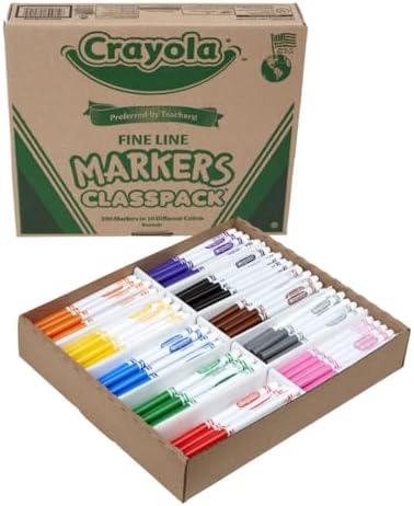 Crayola Fine Line Markers Classpack, Bulk Kids' Markers For Preschool, Kindergarten, Elementary School Classrooms, Teacher Classroom Must Haves, (Pack of 400)