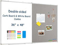 Large White Board Dry Erase Foldable Bulletin Board Combo 48x36 for Wall