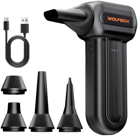 WOLFBOX MF60 Compressed Air Duster, 3-Speed Adjustable, Electric, Cordless