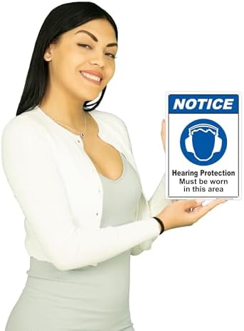 Brimar - 7" x 10" - Hearing Protection Must Be Worn Sign - .055″ Polyethylene Plastic - Bold Text - Easy Installation