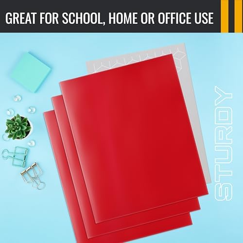 Better Office Products 2 Pocket Glossy Laminated RED Paper Folders, Letter Size, Paper Portfolios Box of 25 Red Folders