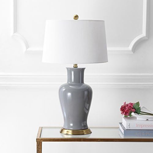 JONATHAN Y Julian Classic Ceramic Urn Metal LED Table Lamp 29", Gray