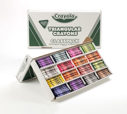 Crayola Triangular Crayon Classpack, 16 Assorted Toddler Crayons, Anti Roll, Bulk School Classroom Essentials, Preschool & Kindergarten Must Haves, 256 Count, (Pack of 2)