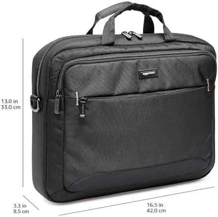Amazon Basics Laptop Carrying Case with Shoulder Strap and Handle, Large Capacity, Black, 15.6 in (Pack of 6)