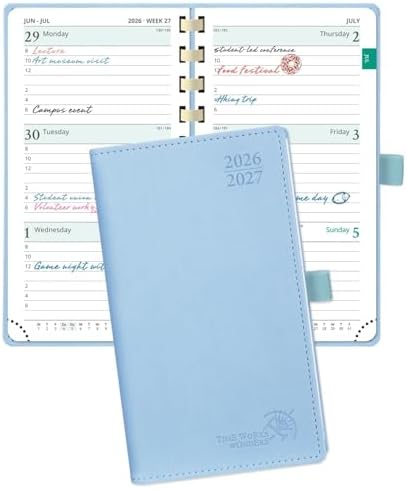 POPRUN Pocket Planner 2026-2027, Small 3.5''x6.5'' Academic Pocket Calendar