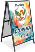 Pionites Heavy Duty Slide-in Folding A Frame Sign Sidewalk Sign 24x 36 Inch Steel Metal Double-Side Pavement sign Corrugated Plastic Poster (1, Black, 24''X36''(Frame Only))
