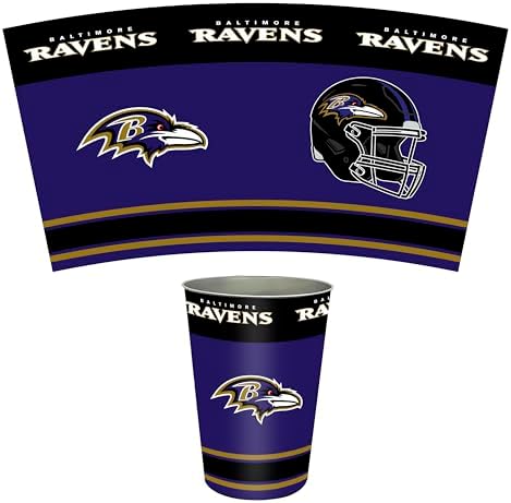 FANMATS 34615 NFL - Baltimore Ravens Wastebasket | Purple | 15"x10.5"x10.5" | Primary Logo, Helmet, & Wordmark