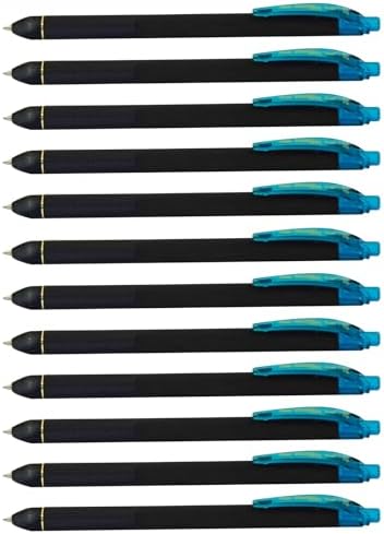 Pentel EnerGel Kuro Liquid Gel Pen, (0.7mm) Medium line, Turquoise Ink, 12 Pack (BL437R1-S3)