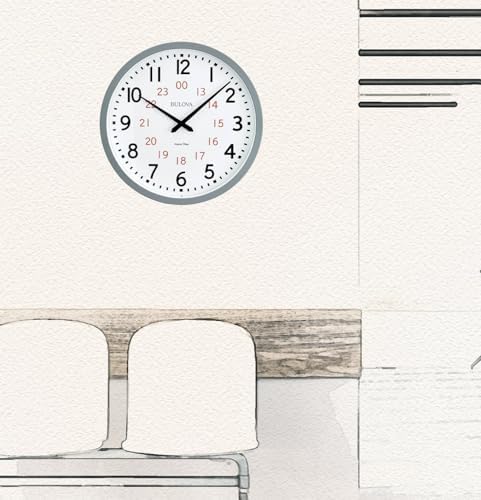 Bulova Atomic Analog Wall Clock Model C5003 Atomic Time 1, Sets Automatically, Quartz Battery