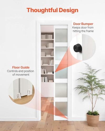 VEVOR Sliding Pocket Door Hardware Track Kit, 44.69" Pocket Door Track Kit with Soft Close Mechanism for Smooth and Quiet Sliding, Easy to Install, for 1" to 1 3/4" Thickness 24" Width Single Door