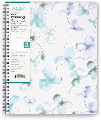 Blue Sky 2027 Weekly & Monthly Planner Calendar, 8.5"x11", Lindley