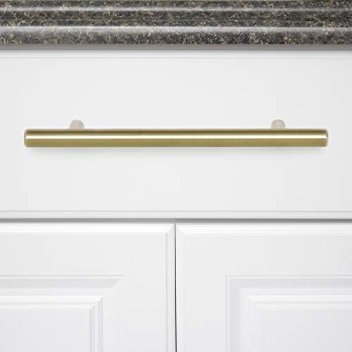 Amazon Basics Euro Bar Cabinet Handles, Kitchen Cabinet Pulls, Hardware for Cupboards, 1/2-inch Diameter, 7.38-inch Length, 5-inch Hole Center, Golden Champagne, 25-Pack
