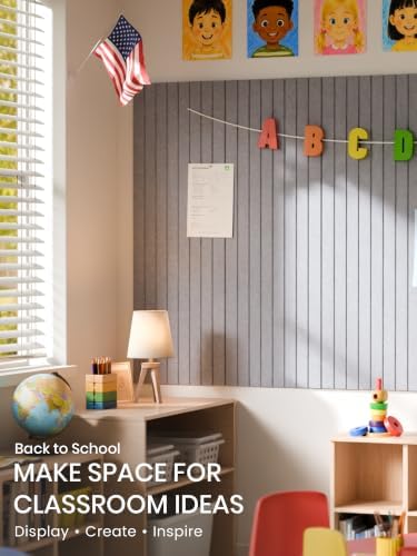 Bumusty 48"x 36" Large Felt Bulletin Board Tiles, Soft Gray
