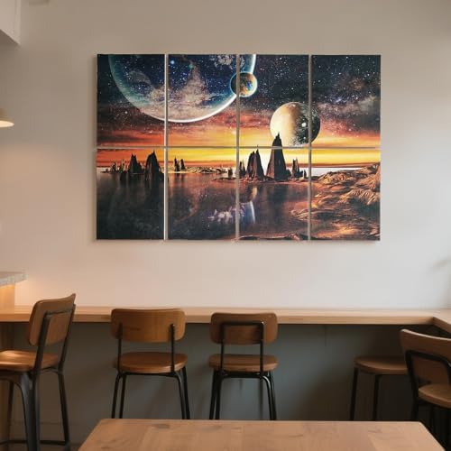 UMIACOUSTICS 8 Pcs 0.7Inch Thick Art Acoustic Panels Twice Thicker to other 0.35 Inch,Total 47.2” x 31.5” Decorative Acoustical Wall Panels for Home, Office, Hotel, Stars Shine-Brightly