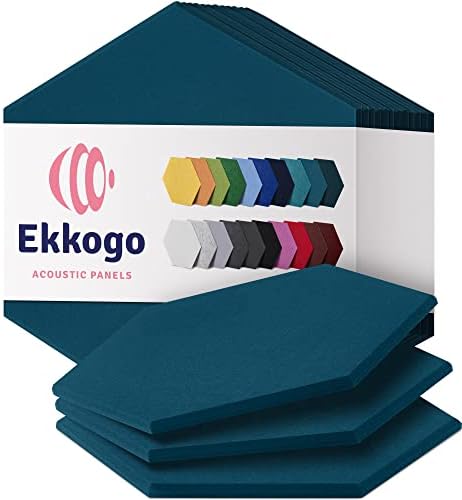 Acoustic Panels 12-Pack Soundproof Wall Panels 12"X10.4"X0.4" Sound Panels High Density Sound Dampening Panels - [Ocean Turquoise Hexagon]