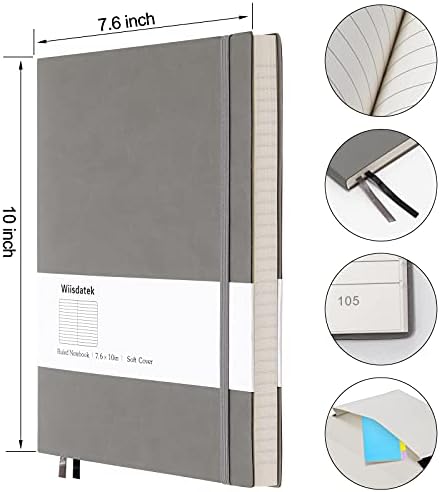 College Ruled Notebook B5, Total 376 Numbered Pages 7.6'' x 10''(GRAY)
