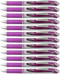 Pentel EnerGel RTX Retractable Liquid Gel Pen, (0.7mm), Medium Line, Metal Tip, Violet Ink, Box of 12 (BL77-V)