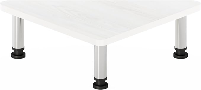 Furinno Turn-N-Tube Triangle Corner Monitor Riser, White Monitor Stand Riser, Laptop Stand for Desk, Office Desk Accessories, Desk Organizers and Accessories, White Wood