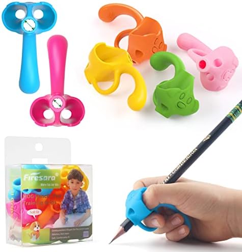 Firesara Training Grips for Kids Handwriting Top Class and Two Sizes Aid Grip Trainer Posture Correction Finger Grip for Kids, Adults, Arthritis Designed for Righties or Lefties(4Standard+2Large)