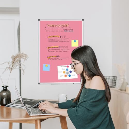 Double-Sided White Board Dry Erase Magnetic Whiteboard Wall 24x18 Pink