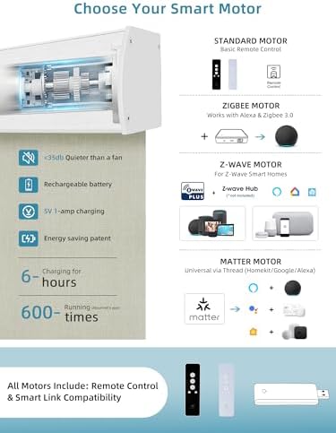 SmartWings Motorized Smart Roller Shades, 100% Blackout Vigor Cream