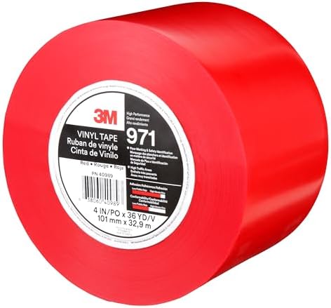 3M Durable Floor Marking Tape 971, Red, 4 in x 36 yd, 17 mil, 1 Roll