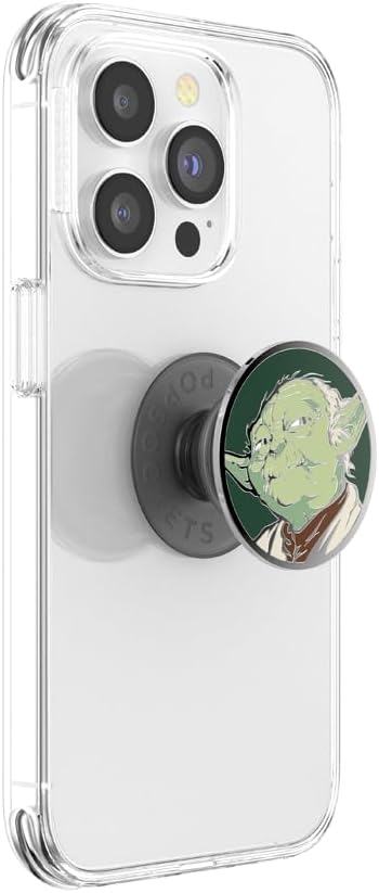 PopSockets Adhesive Phone Grip, Holder- Enamel Yoda | Secure Comfortable Hold, Anti-Drop, Kickstand, Star Wars, Grogu, Electronic Accessories, For iPad/Kindle/iPhone/Android