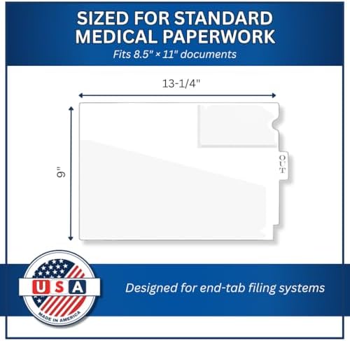 Doctor Stuff - Center Tab Vinyl Outguides, Diagonal Cut Front Pocket, Top Charge Out Slip Pocket, Plastic File Folder, Letter Size 9" x 13-1/4", White, 25/Box