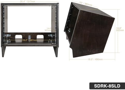 Sound Town DIY 8U Angled Desktop Turret Studio Rack for Home Studio and Recording Room, Baltic Birch Plywood, Black Espresso (SDRK-8SLD)
