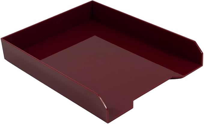 JAM PAPER Stackable Paper Trays - Burgundy - Desktop Document, Letter, & File Organizer Tray - Sold Individually