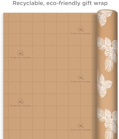 Hallmark Christmas Wrapping Paper, 2 Rolls (Pine Cones on Kraft, Trees)