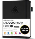 Clever Fox Password Book with Alphabetical Tabs, 7"x10" Keeper Black